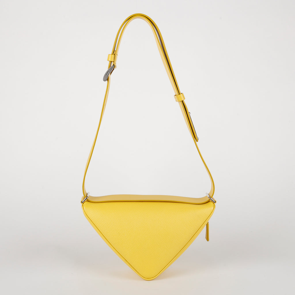 Triangle Shoulder Belt Bag, Sunny Yellow Saffiano
