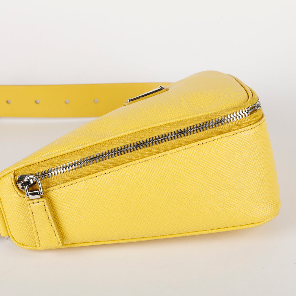 Triangle Shoulder Belt Bag, Sunny Yellow Saffiano