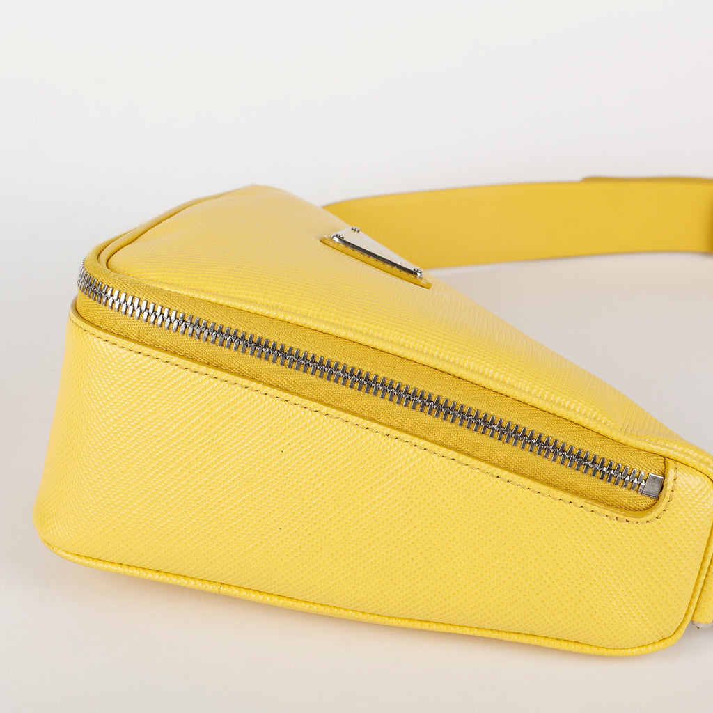 Triangle Shoulder Belt Bag, Sunny Yellow Saffiano