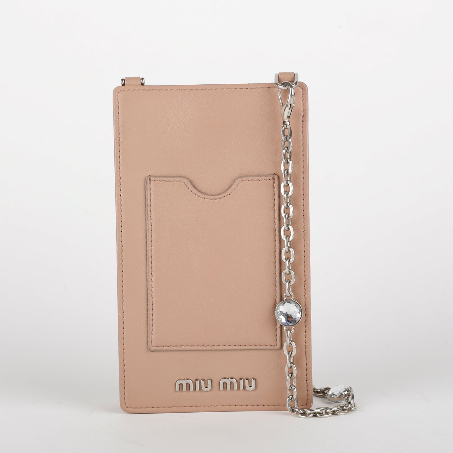 Matelasse Phone Holder on Chain, Nude SHW