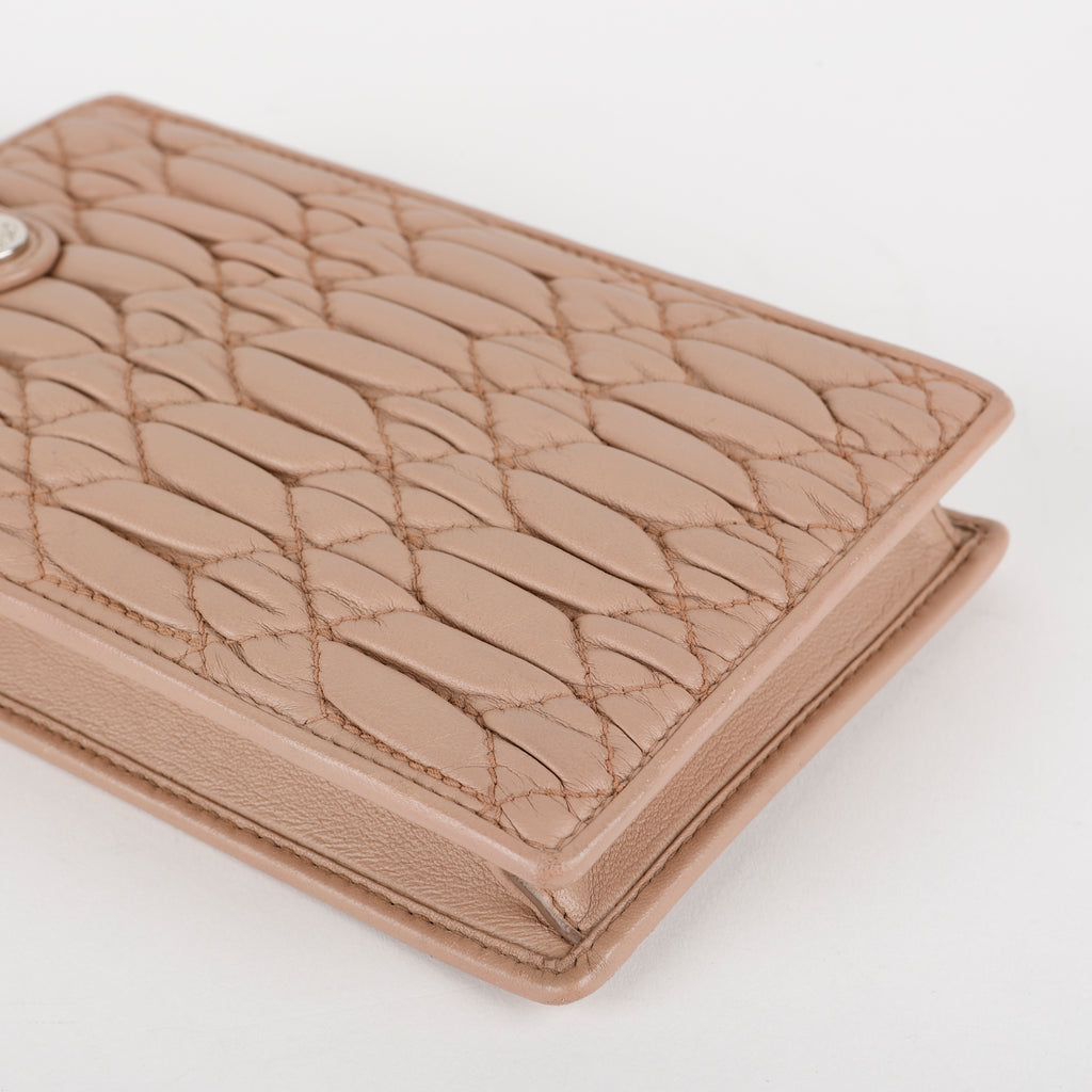 Matelasse Phone Holder on Chain, Nude SHW