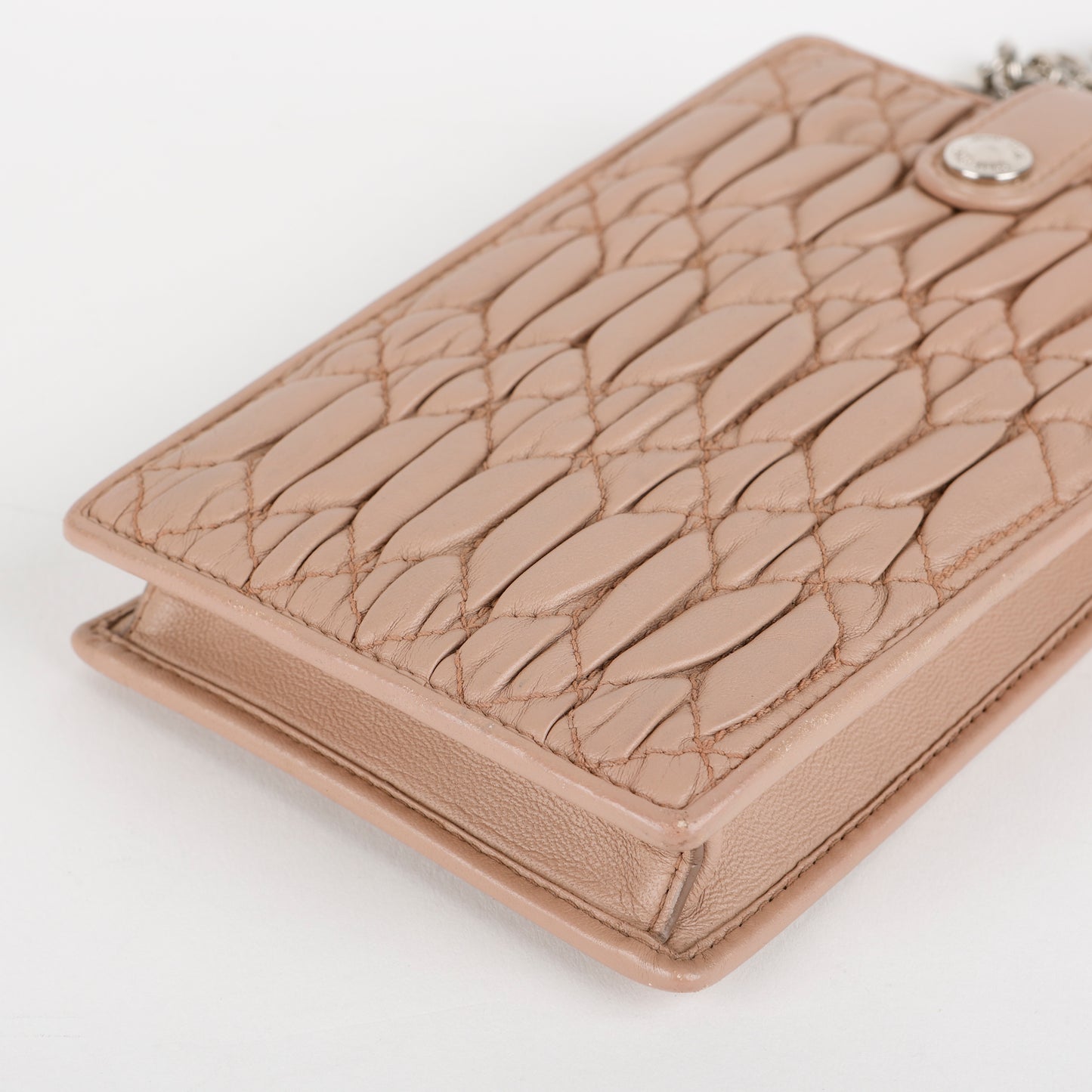 Matelasse Phone Holder on Chain, Nude SHW