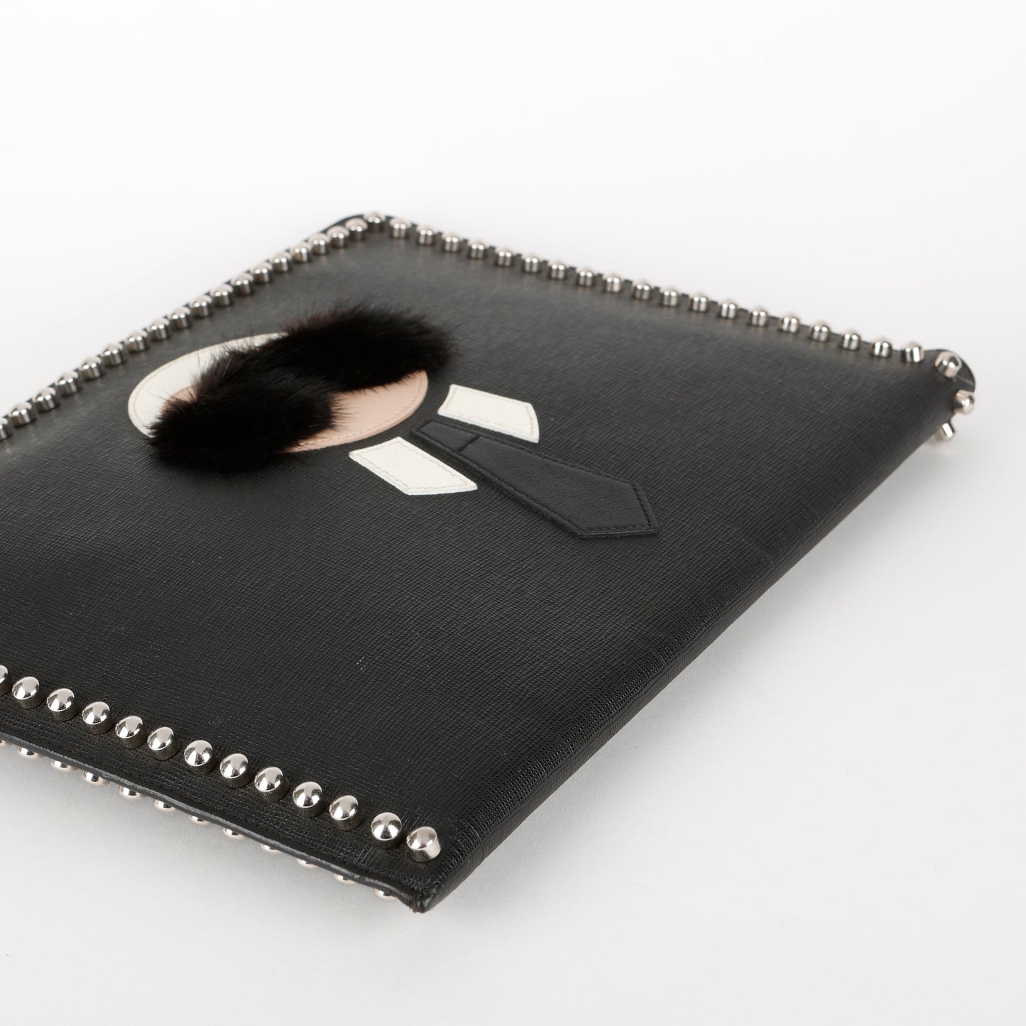 Karlito Studded Zipped Clutch, Black
