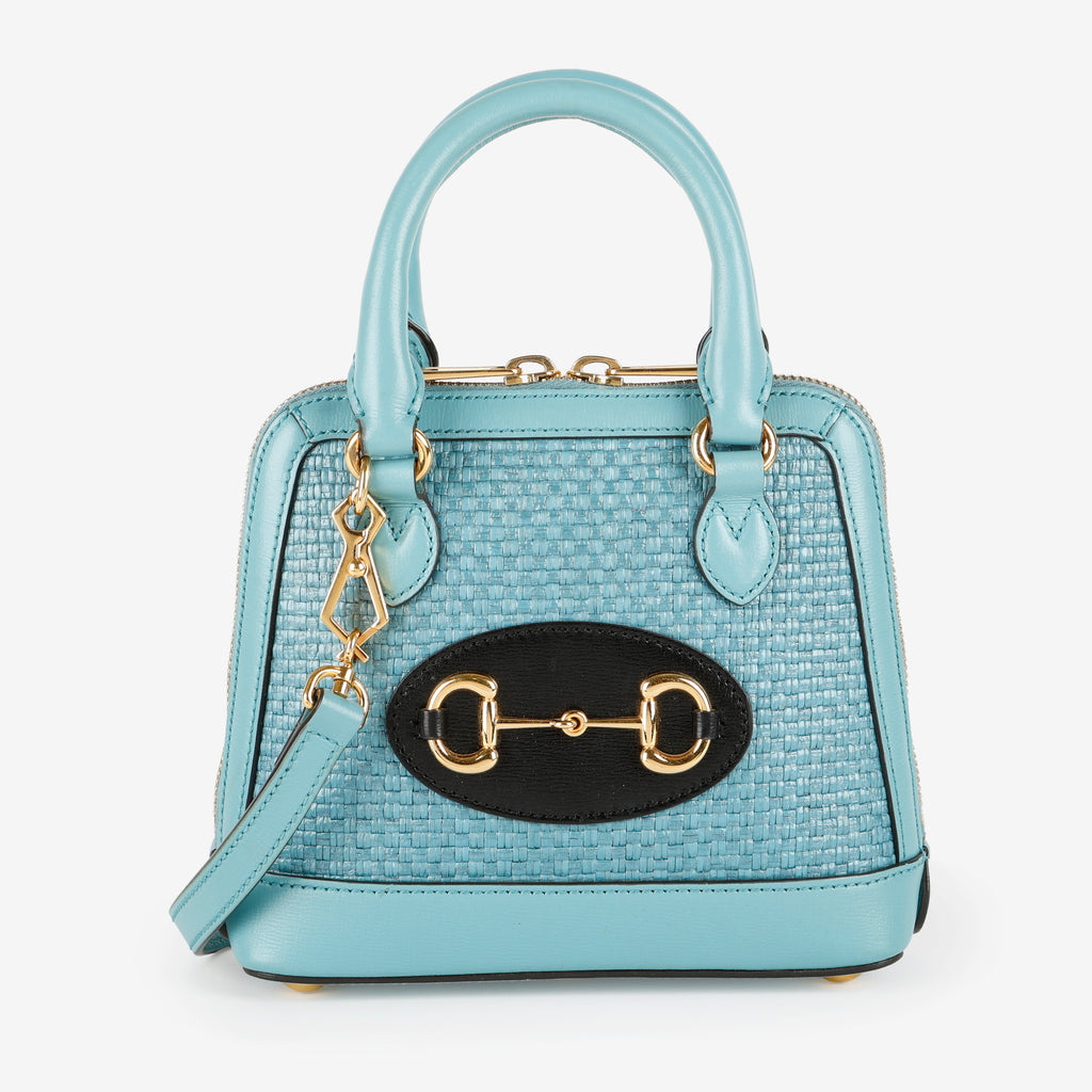 Mini 1955 Top Handle, Turquoise Raffia