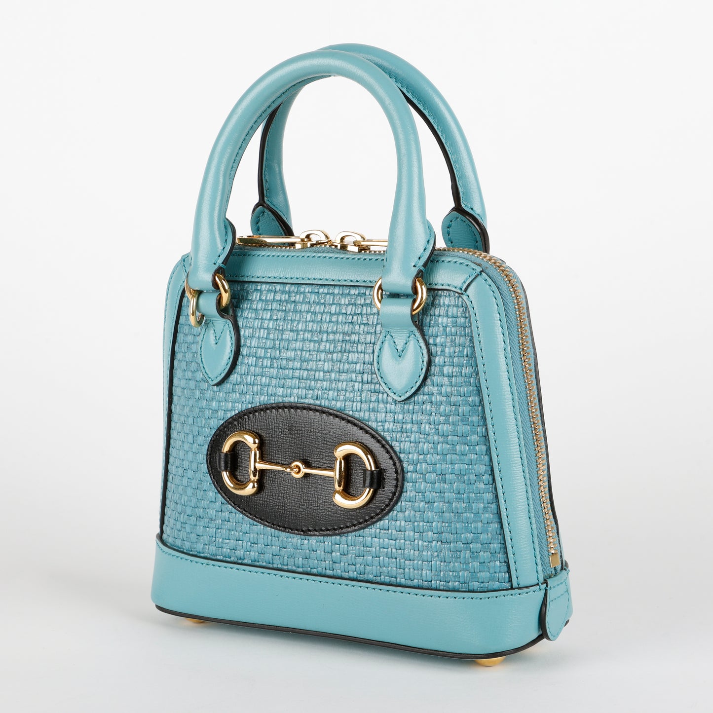 Mini 1955 Top Handle, Turquoise Raffia