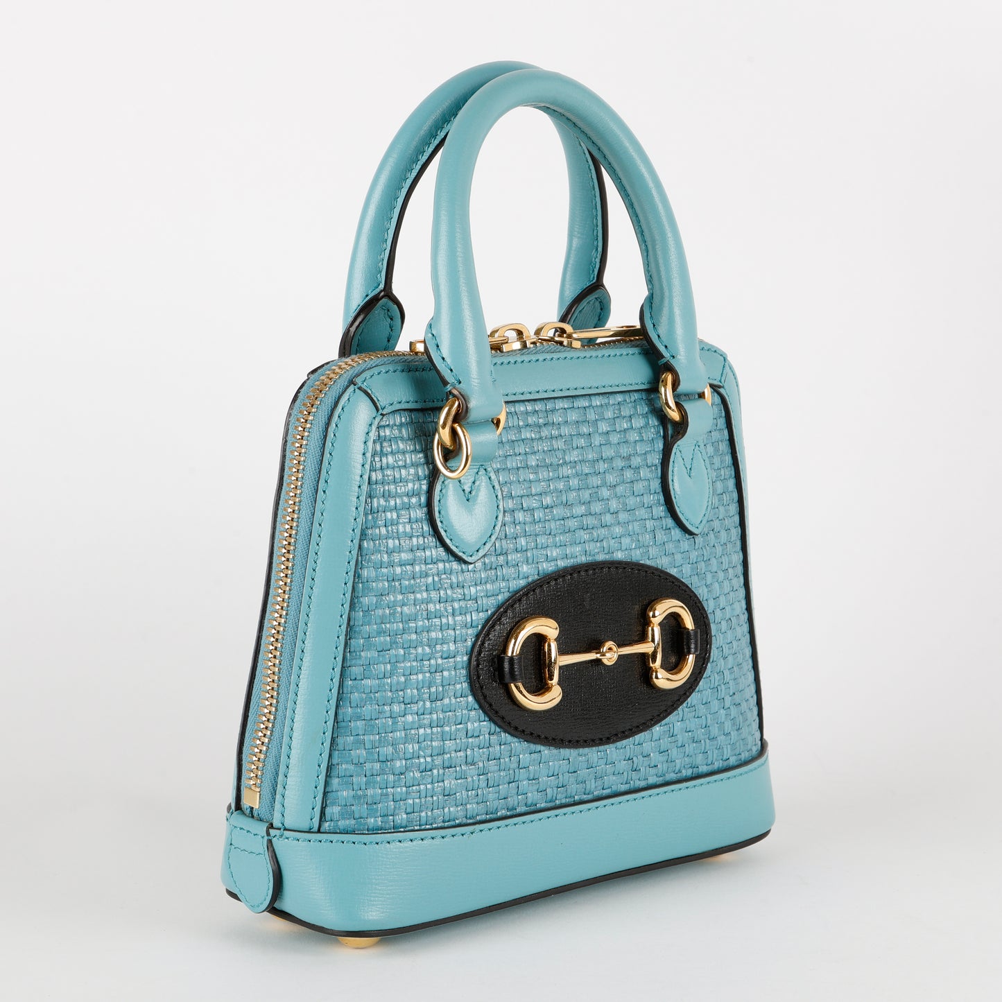 Mini 1955 Top Handle, Turquoise Raffia