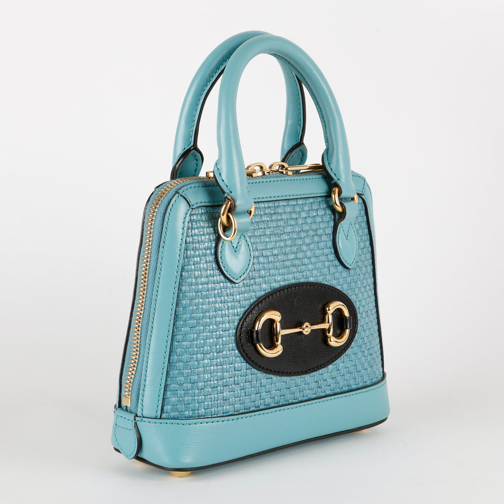 Mini 1955 Top Handle, Turquoise Raffia