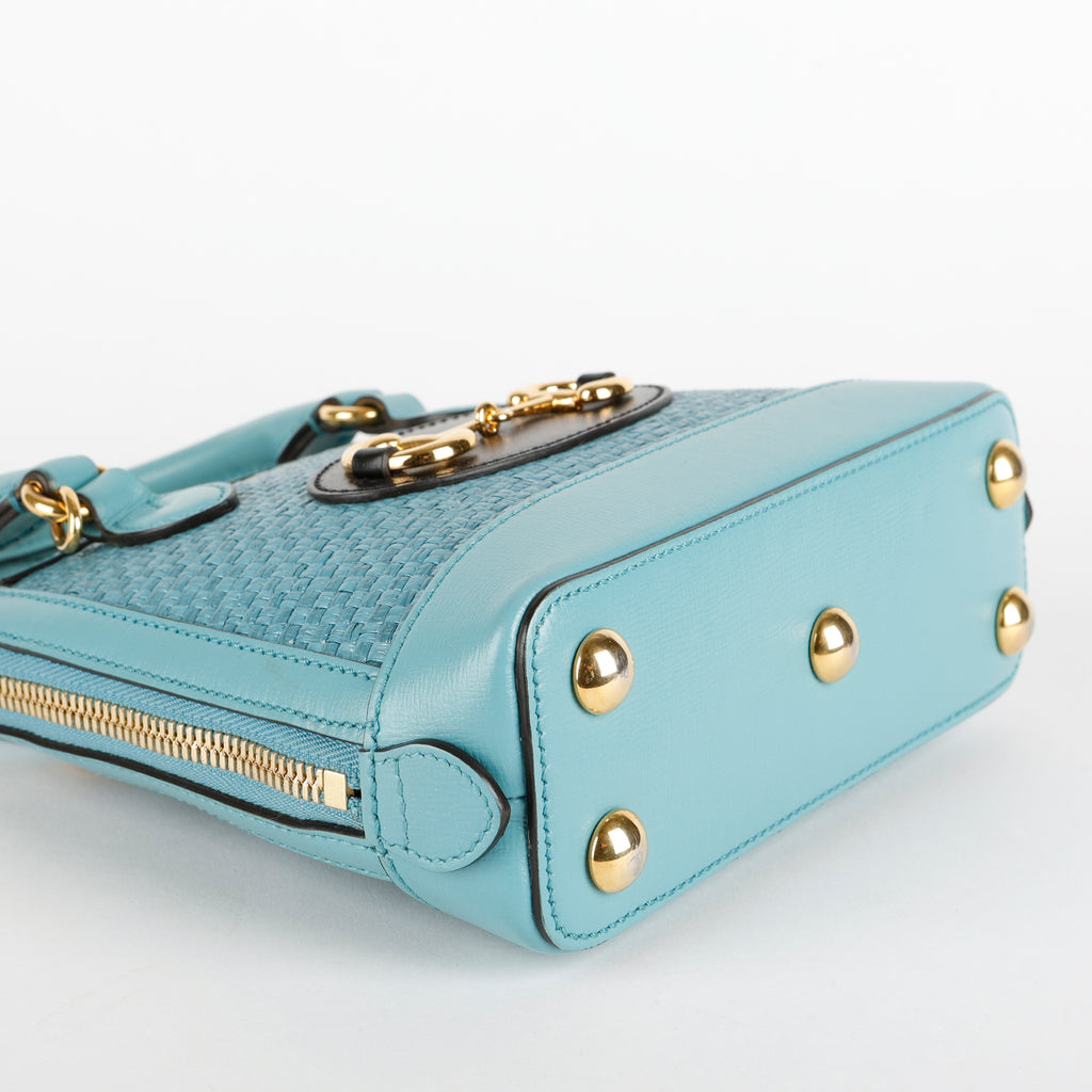 Mini 1955 Top Handle, Turquoise Raffia