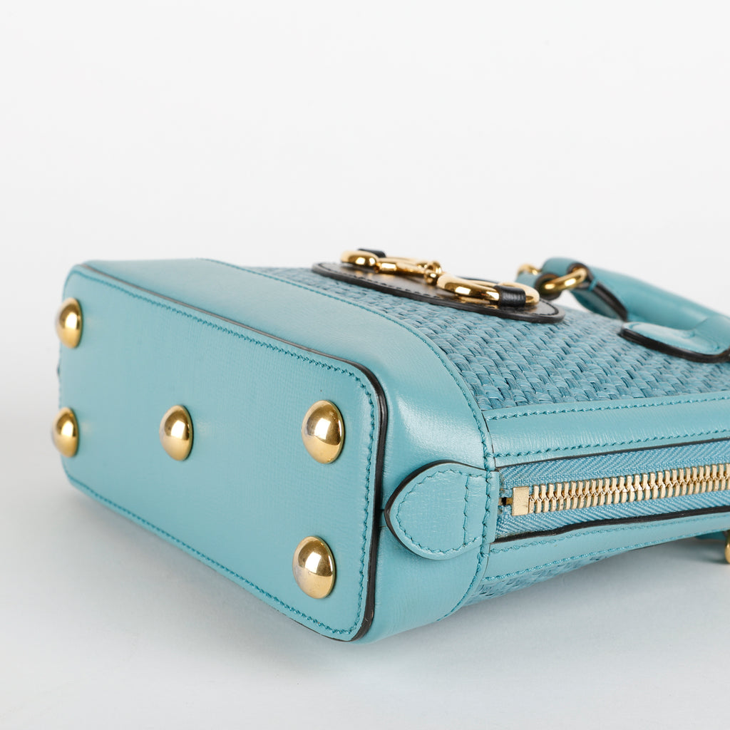 Mini 1955 Top Handle, Turquoise Raffia