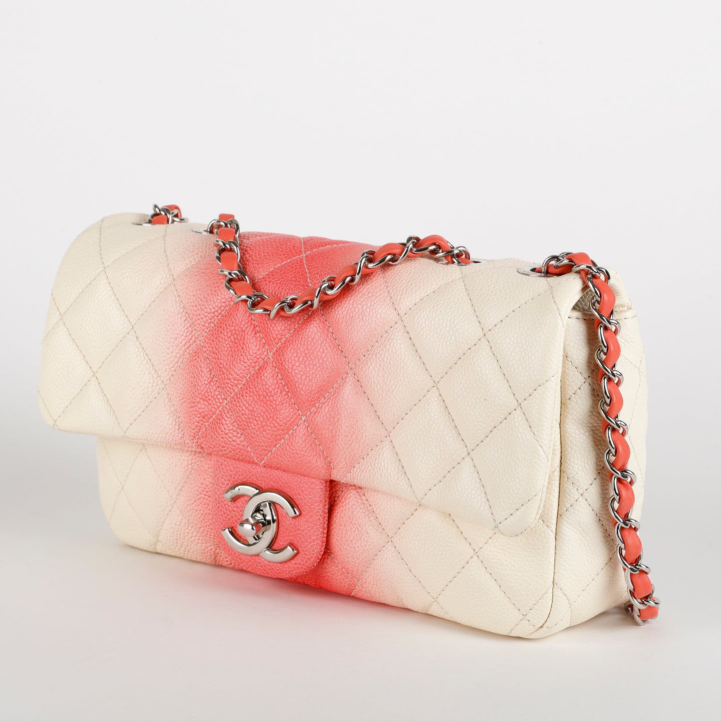 Medium CC Chain Flap Bag, Pink/Cream Ombre