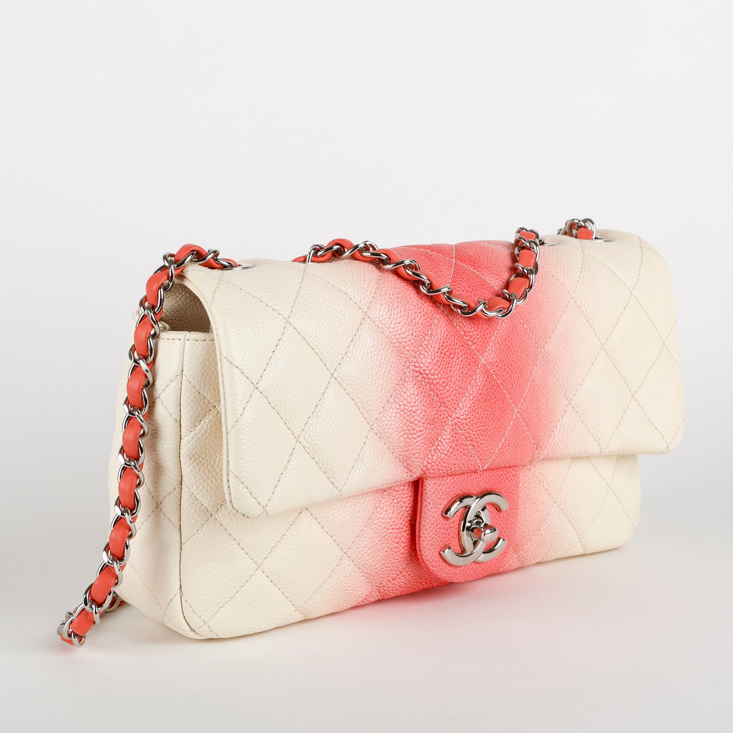 Medium CC Chain Flap Bag, Pink/Cream Ombre