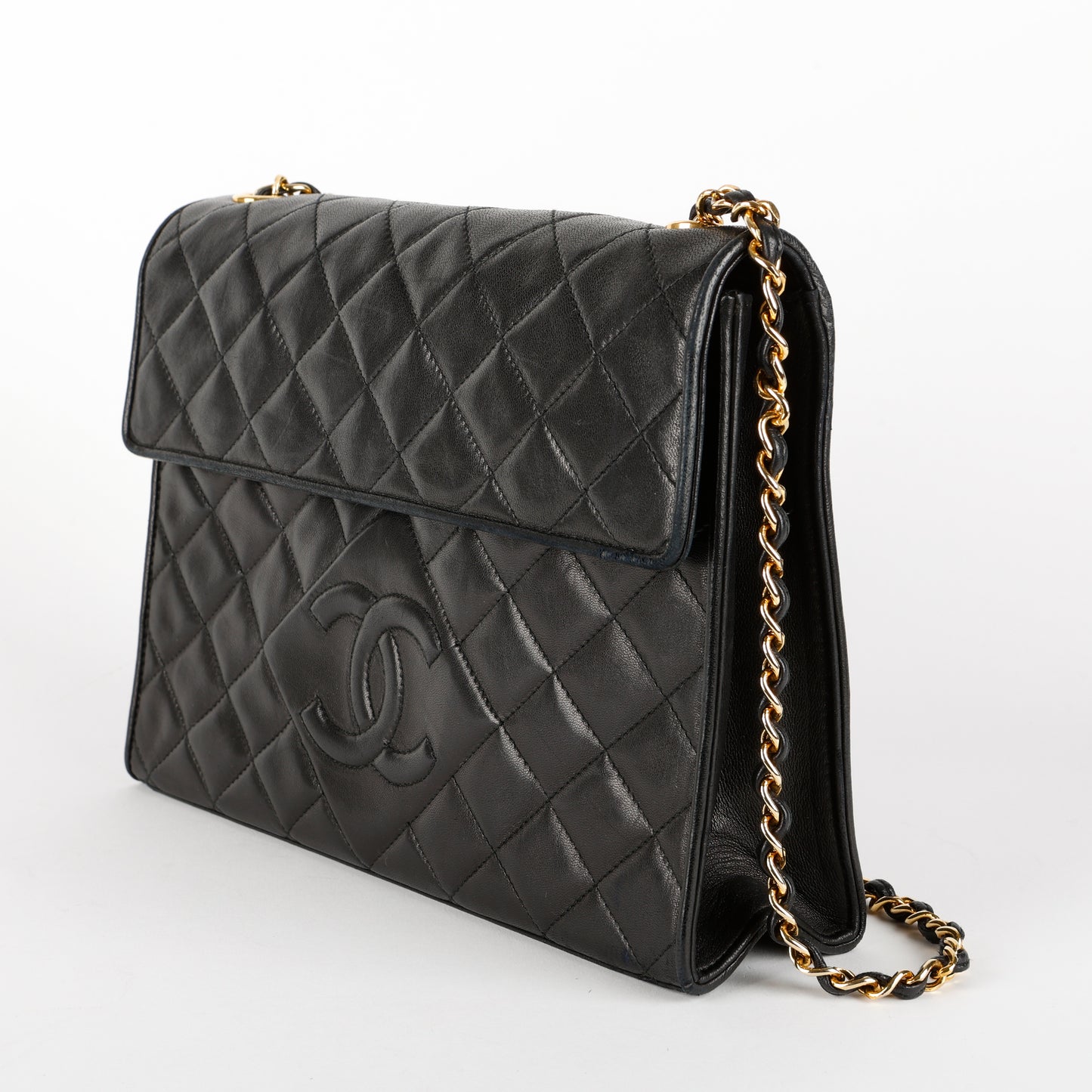 Quilted Tassel Shoulder Bag, Black Lambskin