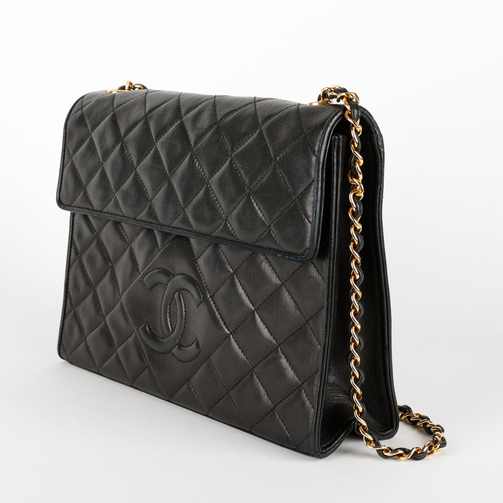 Quilted Tassel Shoulder Bag, Black Lambskin