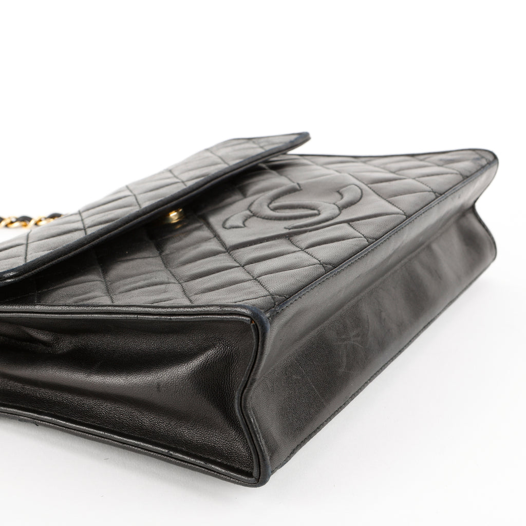 Quilted Tassel Shoulder Bag, Black Lambskin