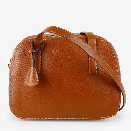 Brown Saffiano Leather Bowler