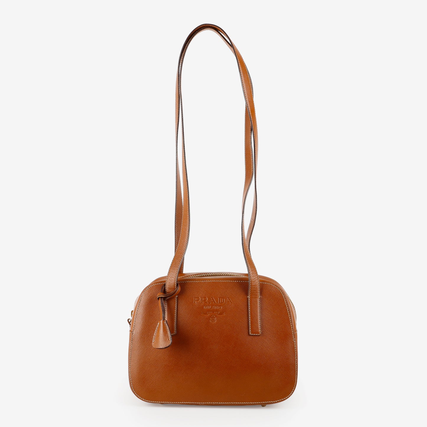 Brown Saffiano Leather Bowler