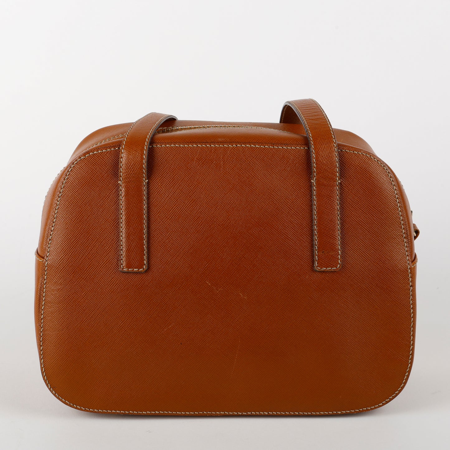 Brown Saffiano Leather Bowler