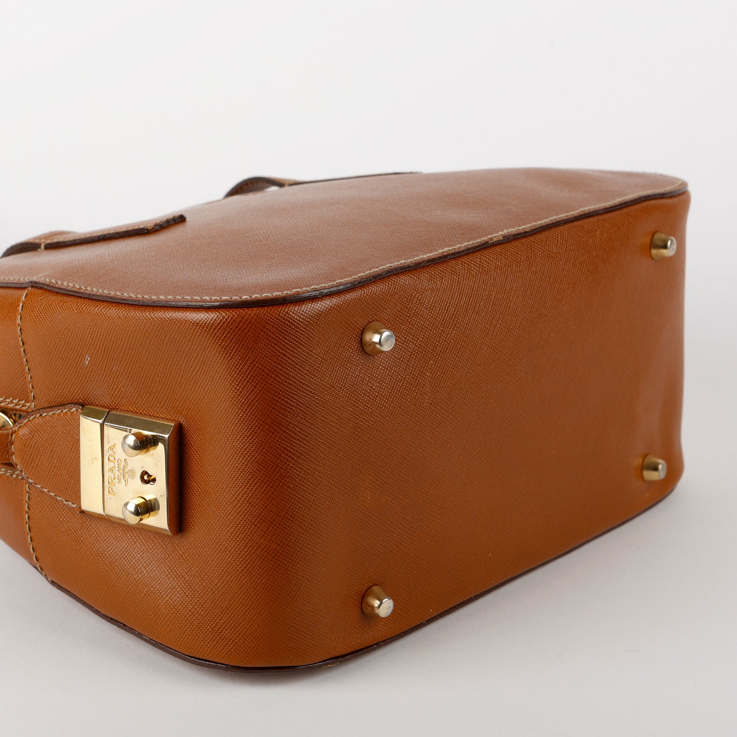Brown Saffiano Leather Bowler