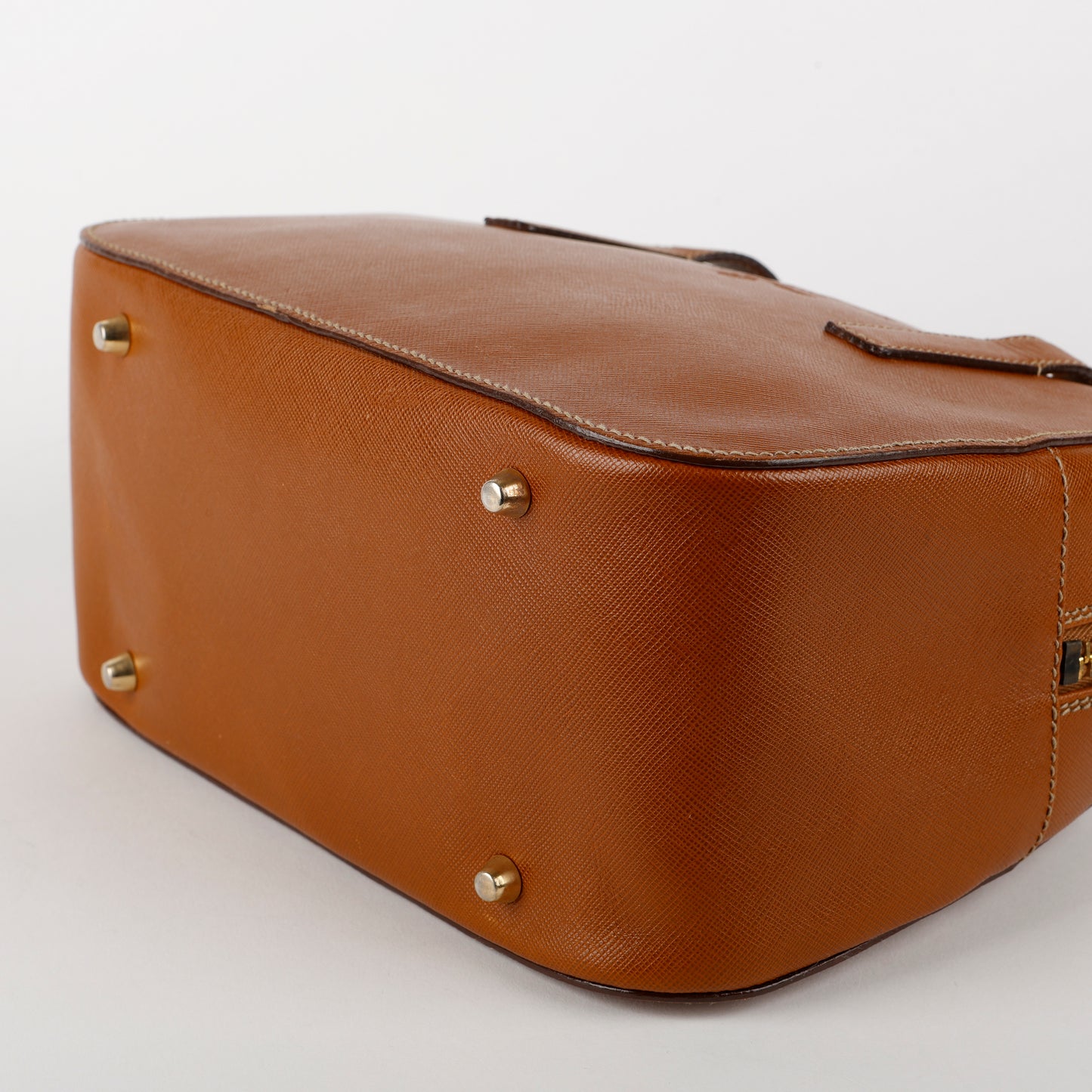 Brown Saffiano Leather Bowler