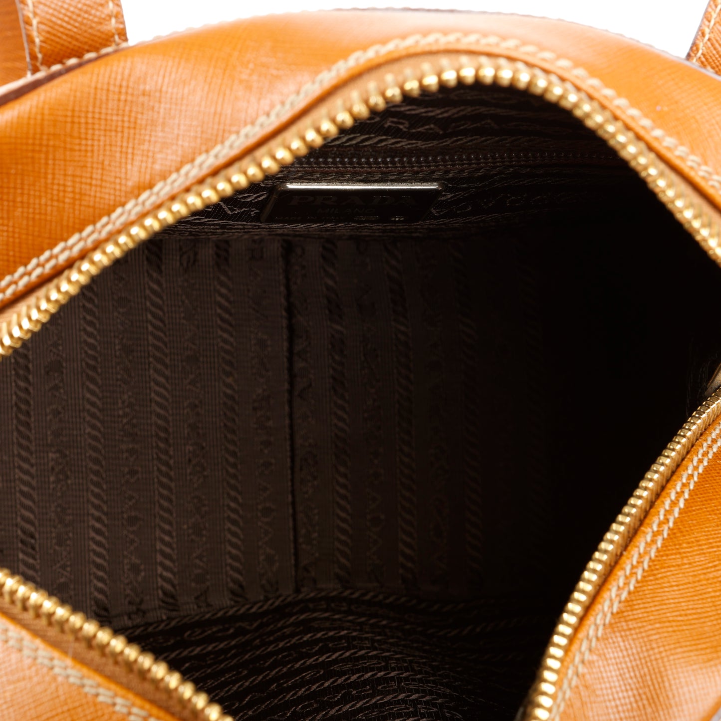 Brown Saffiano Leather Bowler