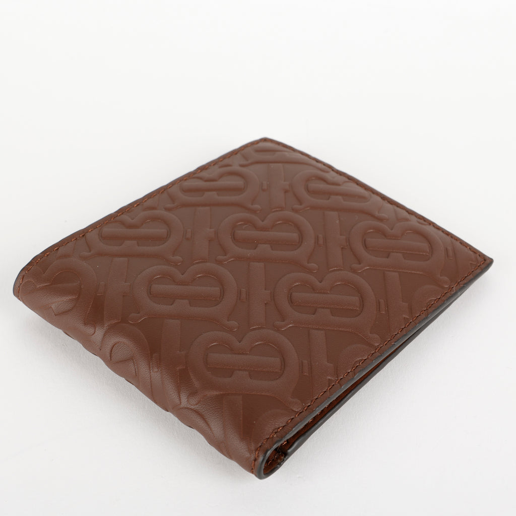 Embossed Compact Bifold Wallet, Brown