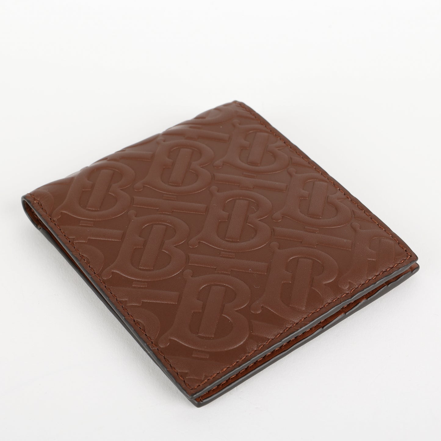 Embossed Compact Bifold Wallet, Brown