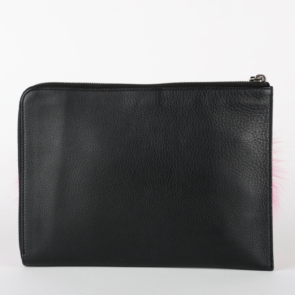 Monster Bug Eye Zip Clutch, Black/Muticolor/Snake Accents