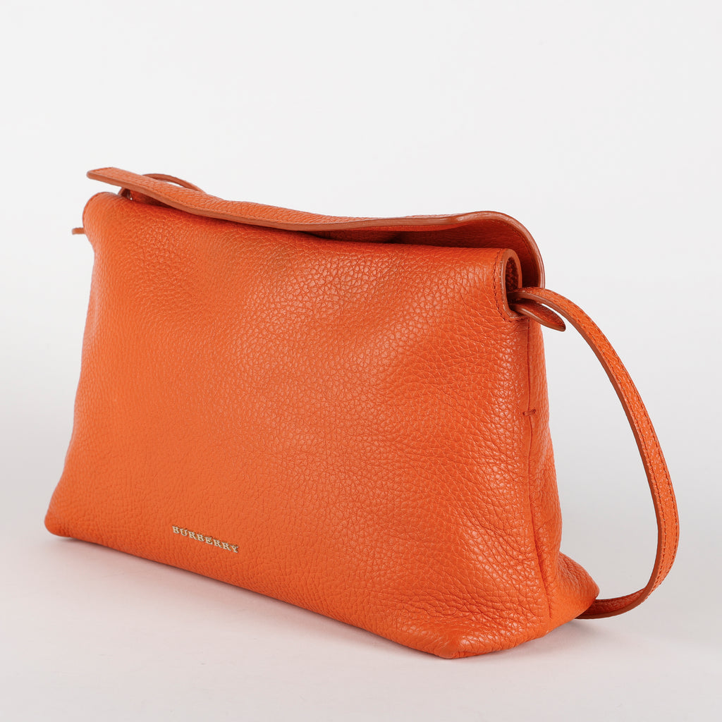 Small Leah Crossbody, Orange Pebbled Calfskin