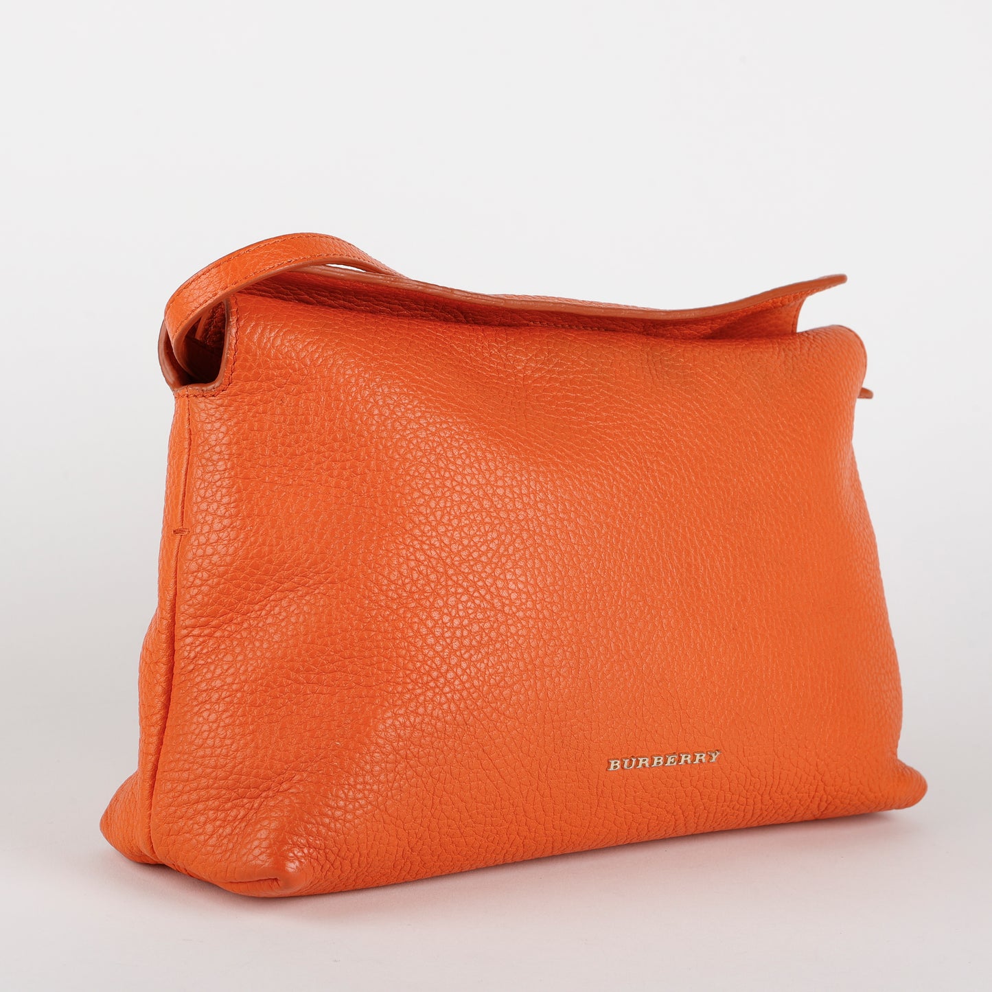 Small Leah Crossbody, Orange Pebbled Calfskin