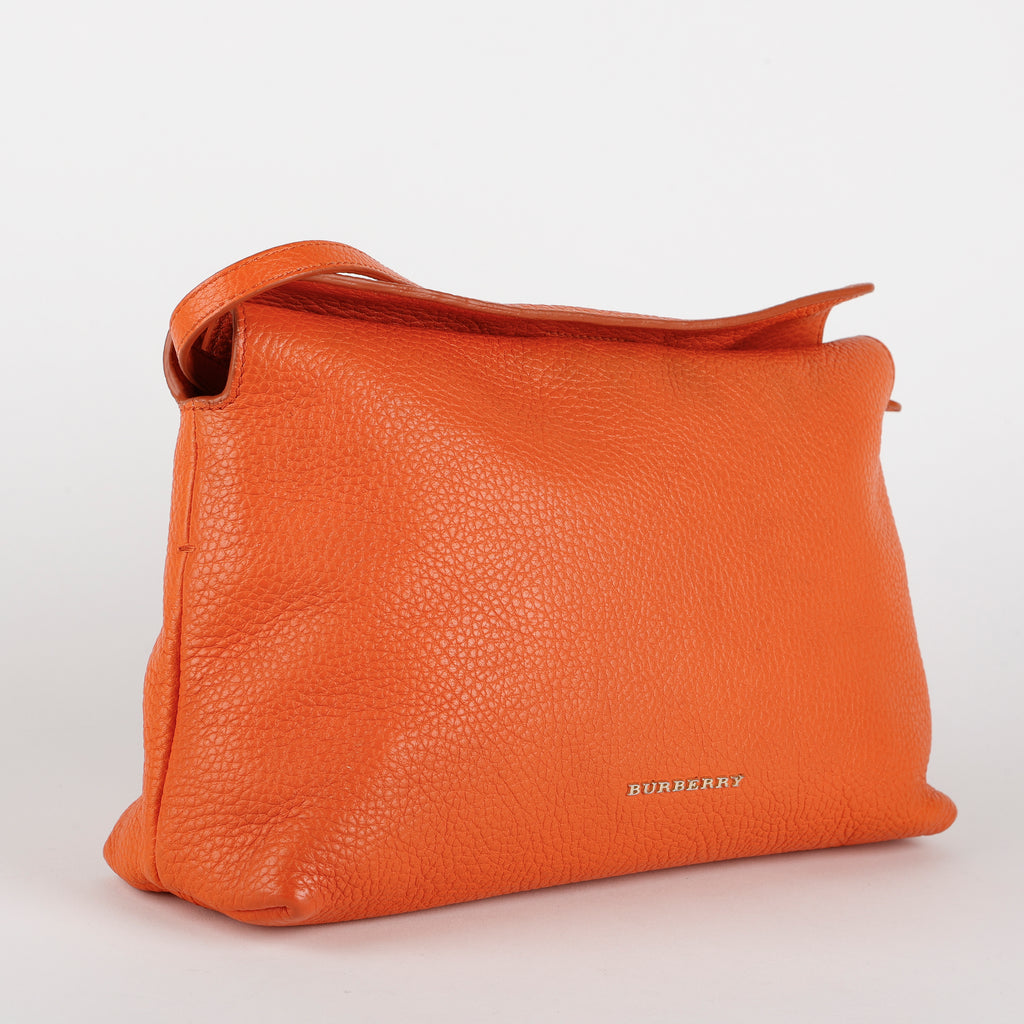 Small Leah Crossbody, Orange Pebbled Calfskin