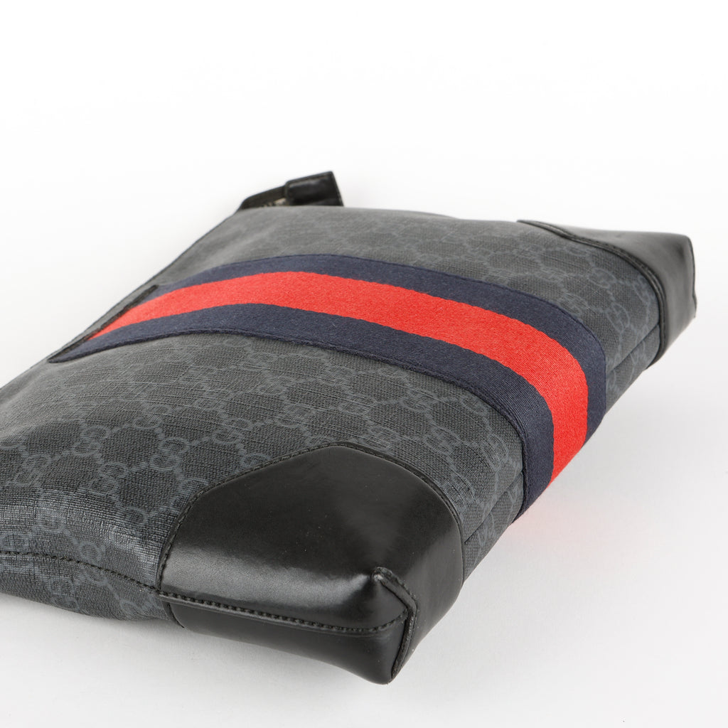 Supreme Web Zipped Wristlet, Black/Grey Coated Canvas