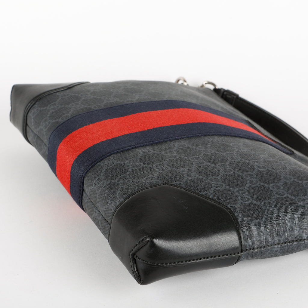 Supreme Web Zipped Wristlet, Black/Grey Coated Canvas