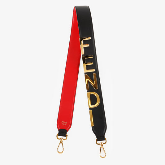 Logo Strap You, Black/Red Calfskin