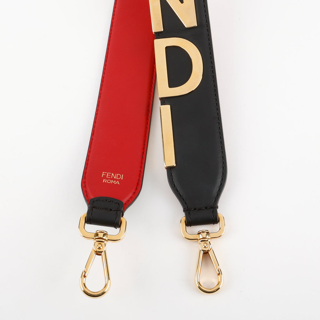 Logo Strap You, Black/Red Calfskin