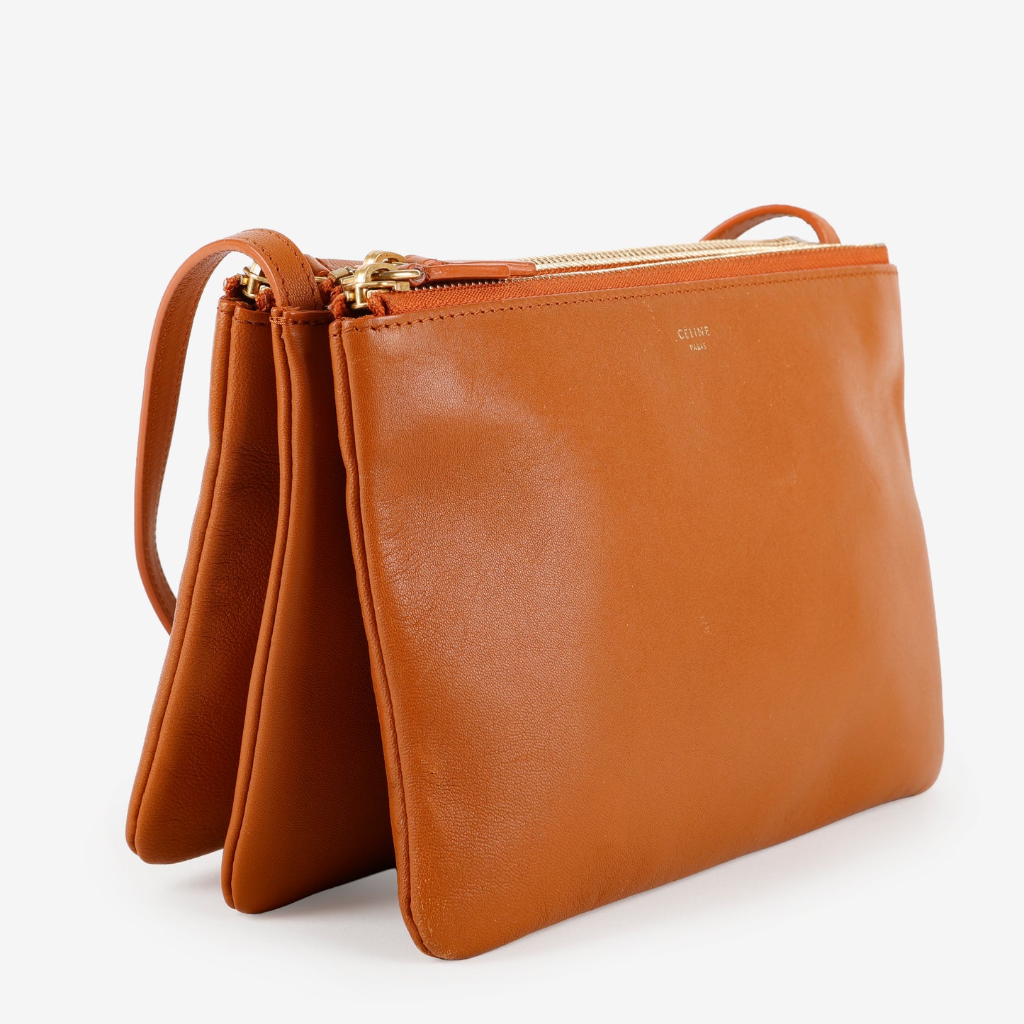 Trio Pouch On Strap, Gold