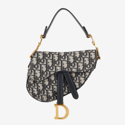 Mini Saddle Bag, Navy Oblique