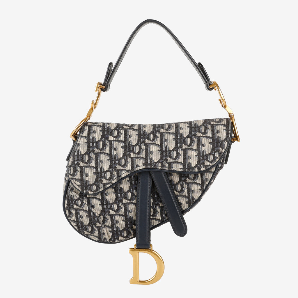 Mini Saddle Bag, Navy Oblique