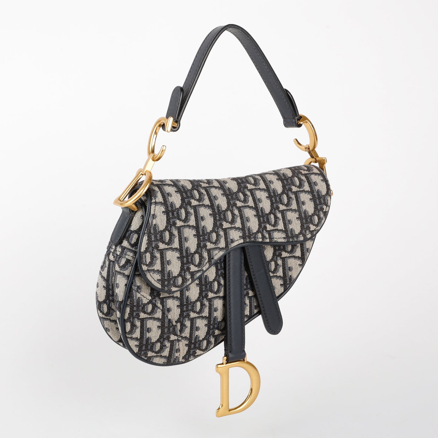 Mini Saddle Bag, Navy Oblique