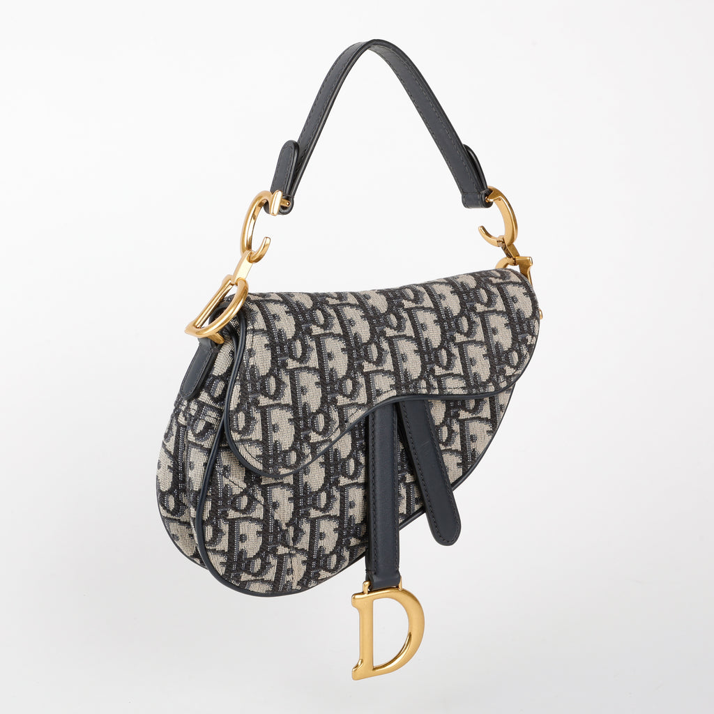 Mini Saddle Bag, Navy Oblique