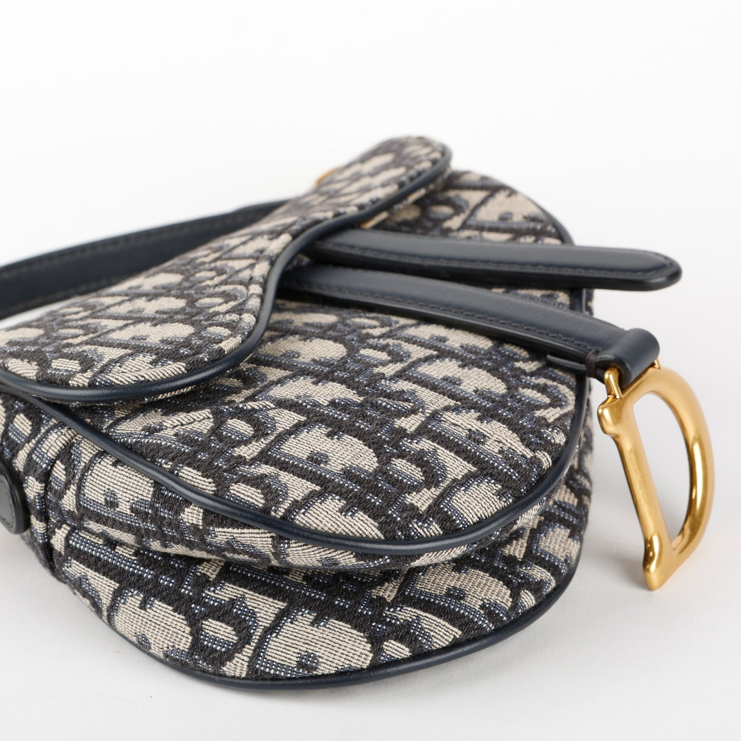 Mini Saddle Bag, Navy Oblique