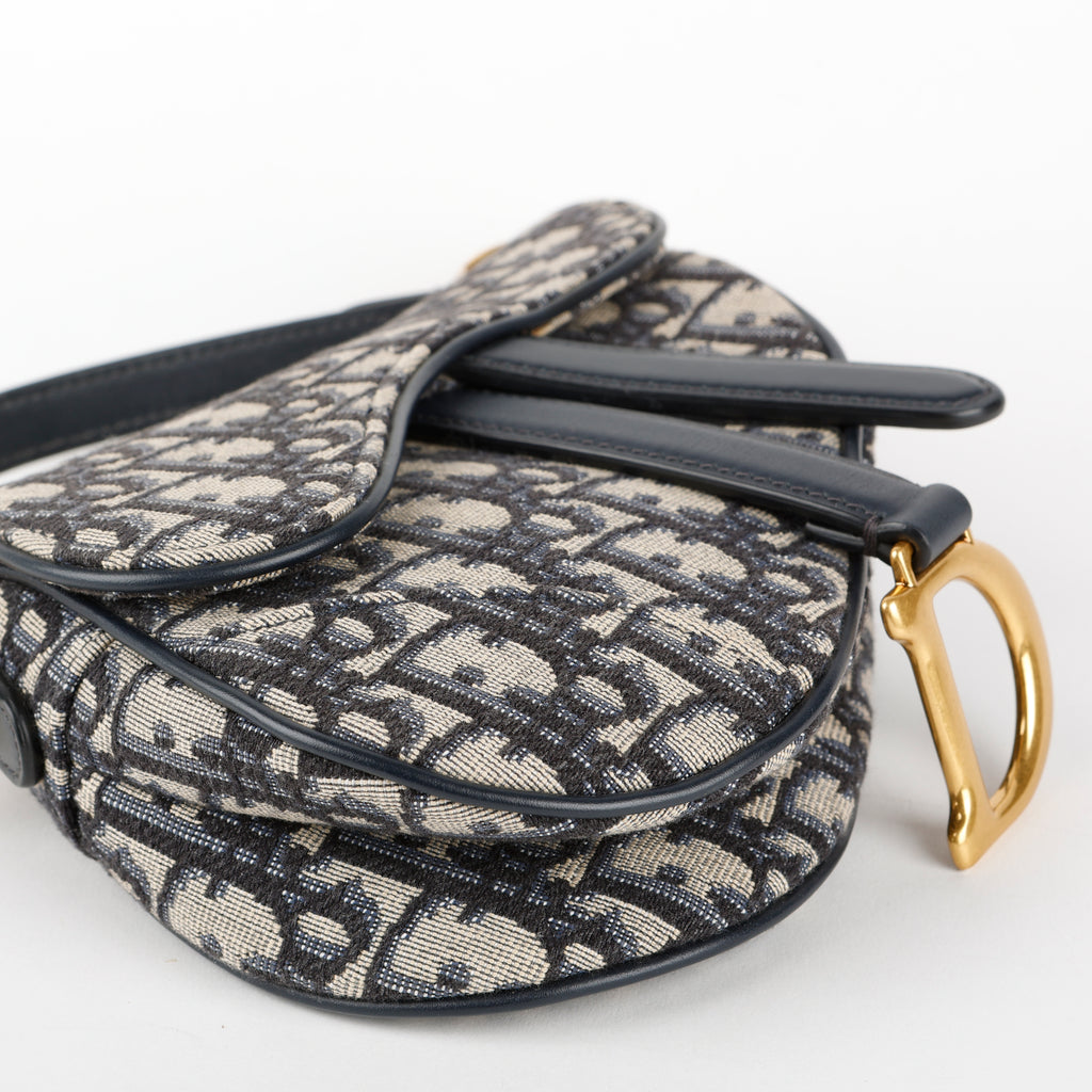Mini Saddle Bag, Navy Oblique