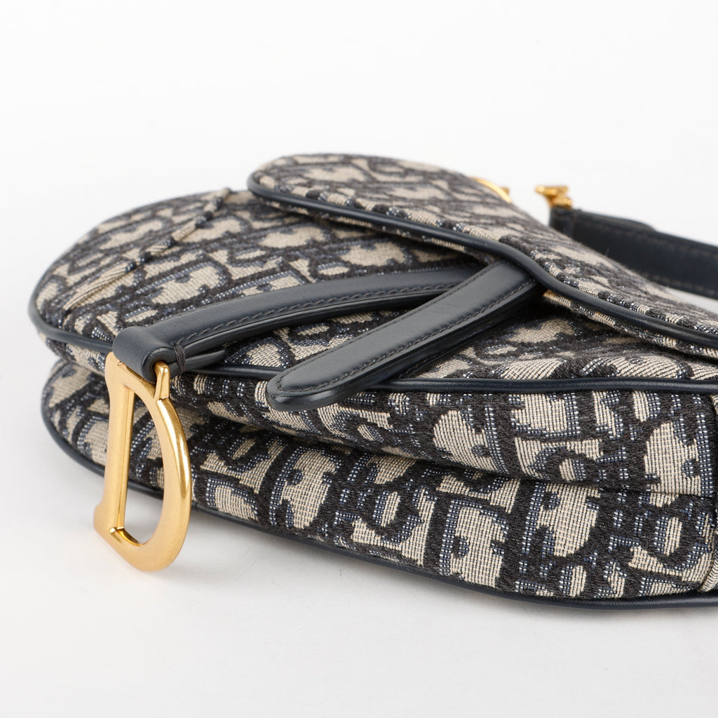 Mini Saddle Bag, Navy Oblique