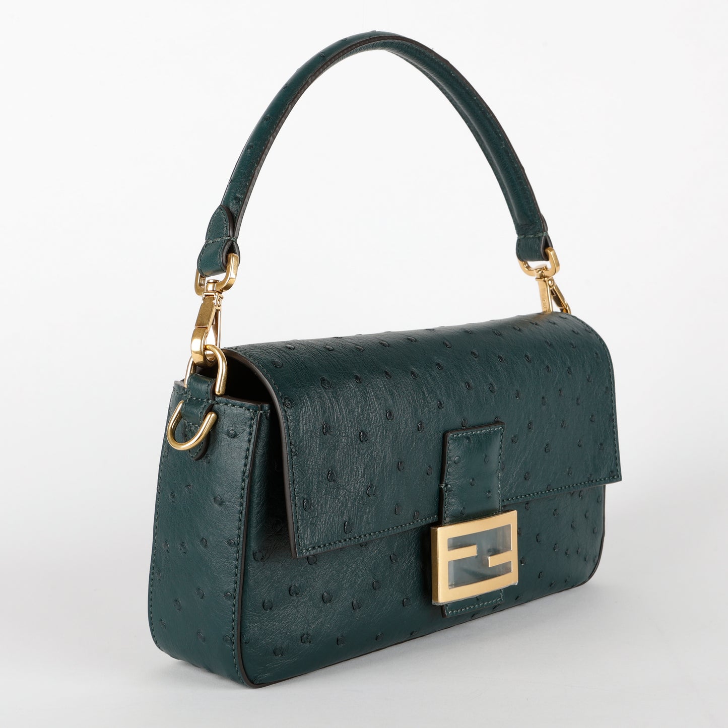 Green Ostrich Baguette