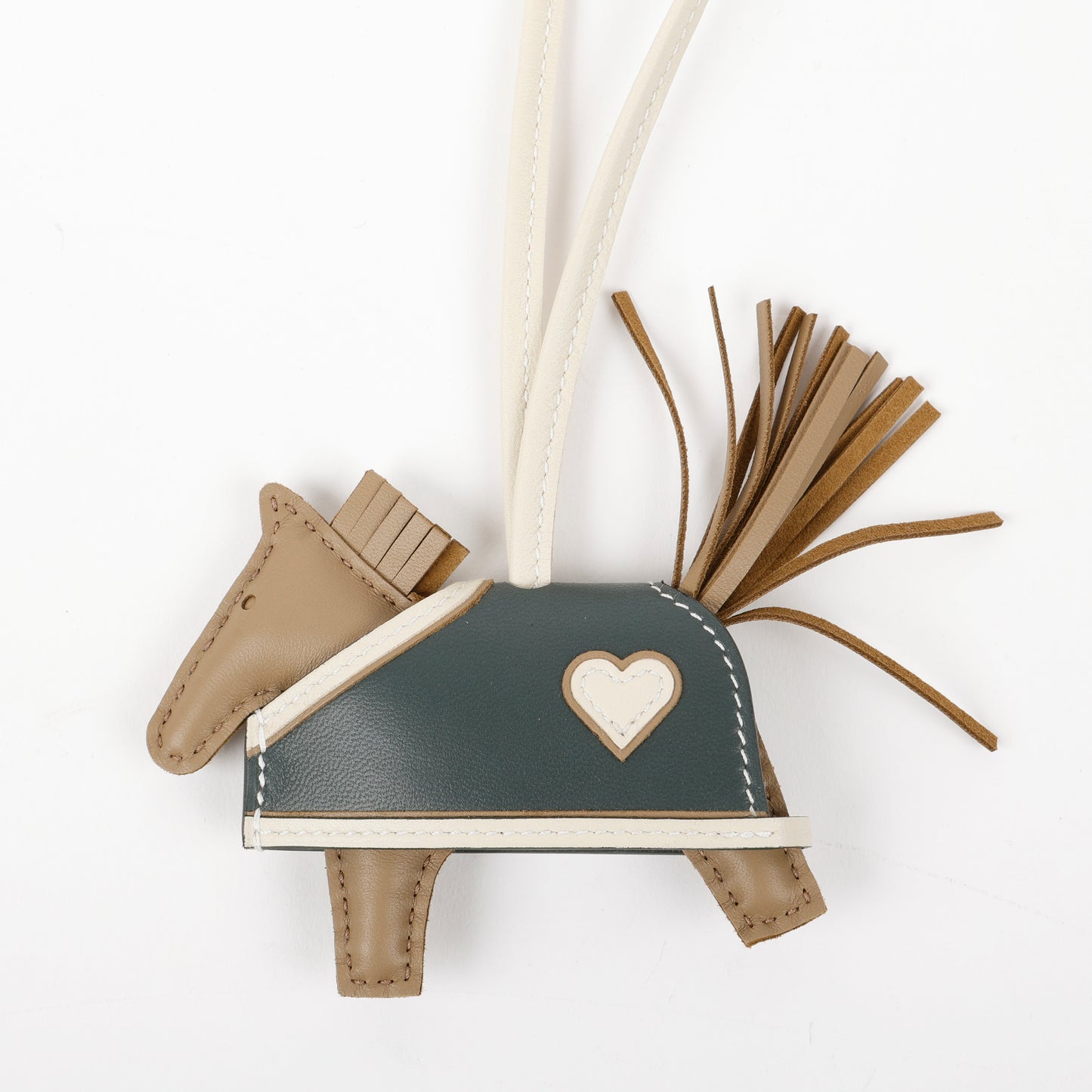 Milo GriGri Rodeo RCoeur PM Bag Charm, Beige Marfa, Craie, Vert Mangrove