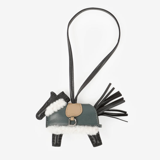 Rodeo PM Plush Bag Charm, Black, Beige Marfa, Vert Mangrove
