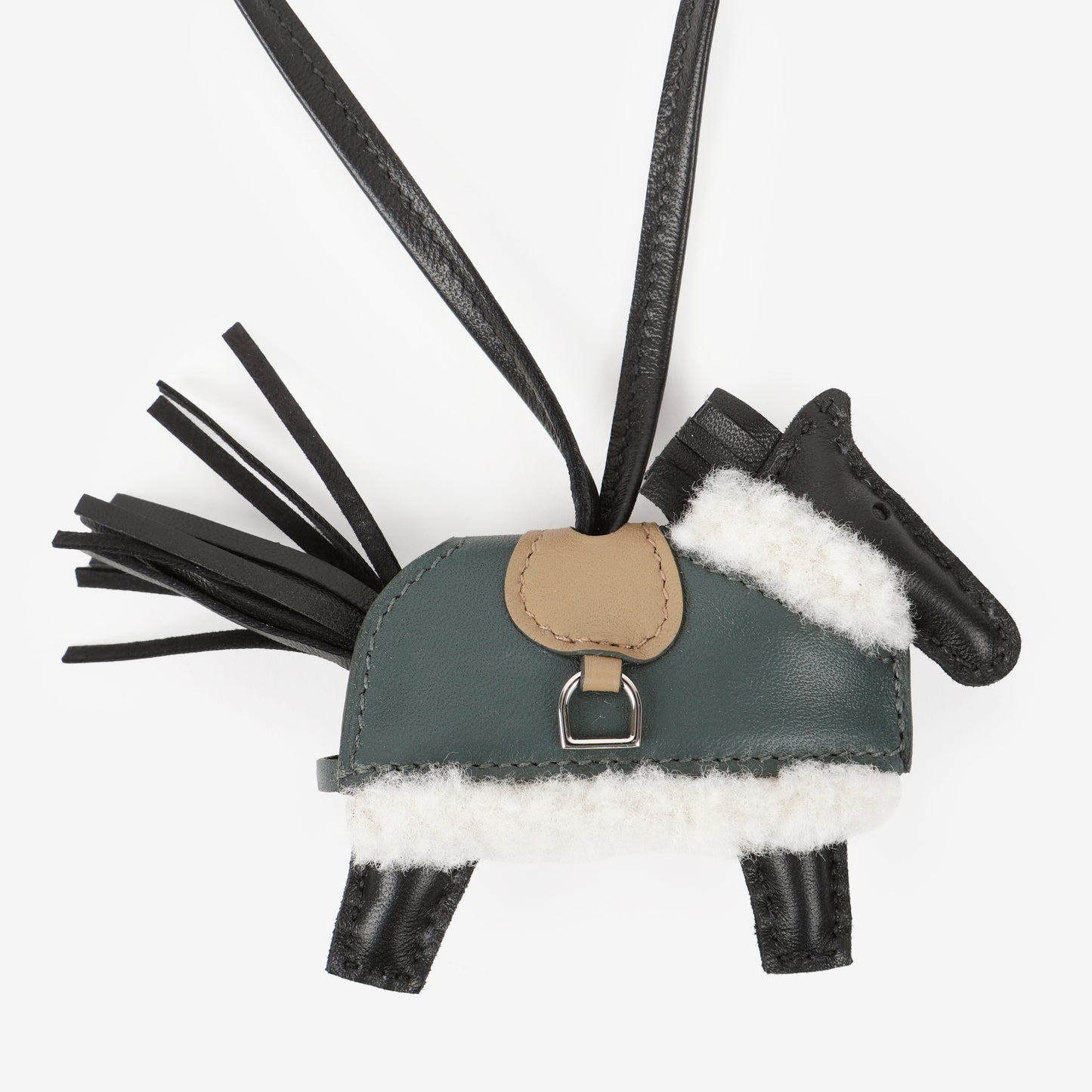 Rodeo PM Plush Bag Charm, Black, Beige Marfa, Vert Mangrove
