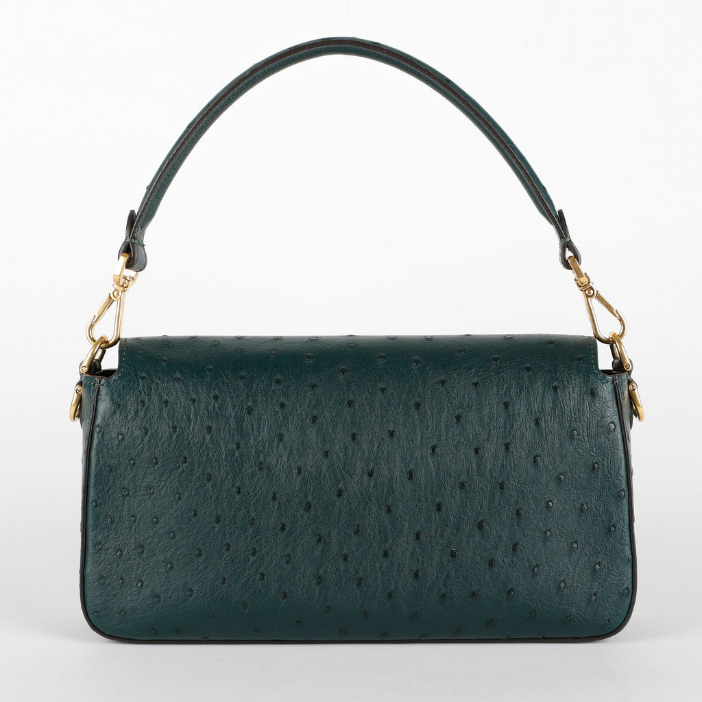 Green Ostrich Baguette