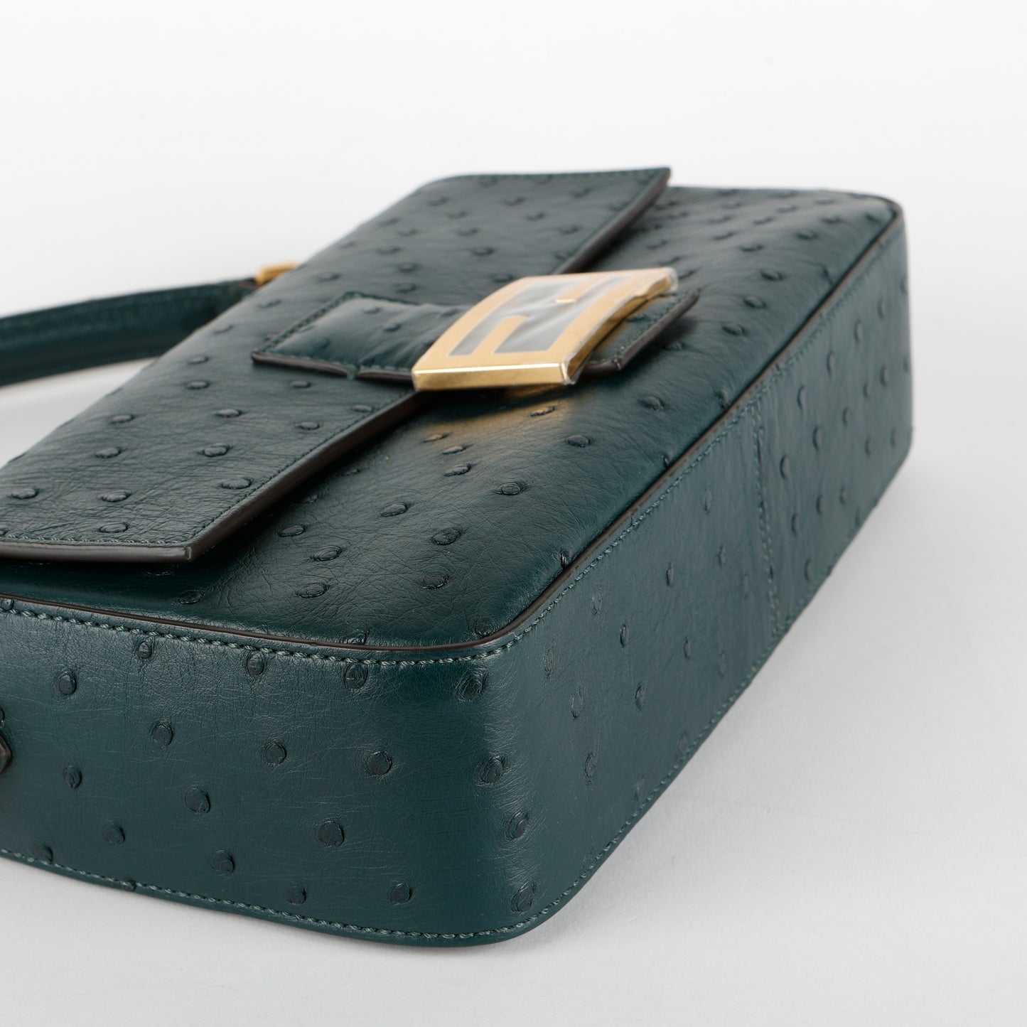 Green Ostrich Baguette