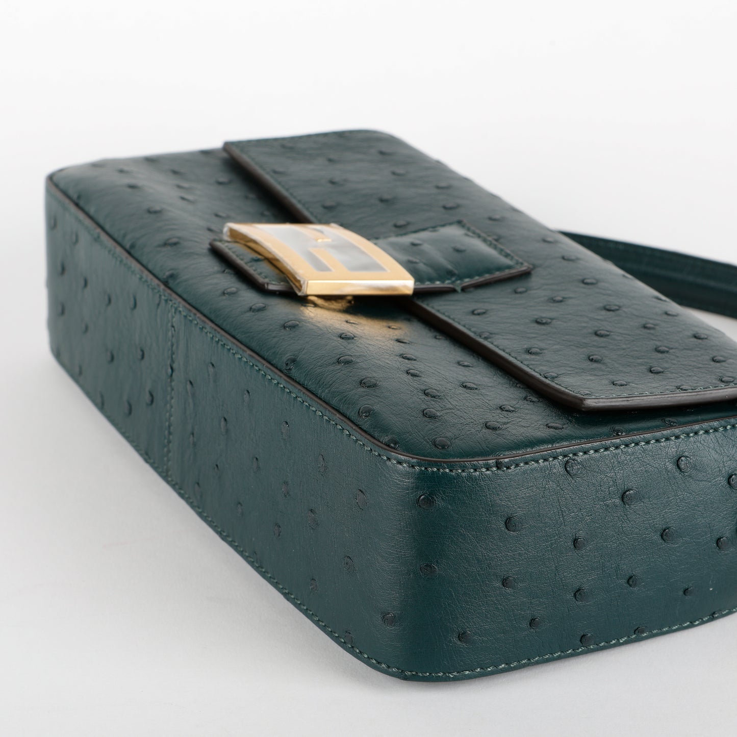 Green Ostrich Baguette