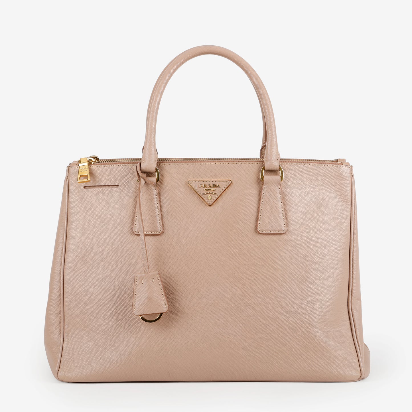 Medium Galleria Double Zip Tote, Dusty Pink Saffiano